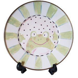 MacKenzie-Childs Frog Plate With Gold Painted Rim– Vintage Enamelware